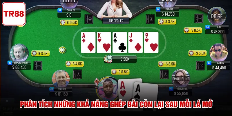 Phân tích những khả năng ghép bài còn lại sau mỗi lá mở