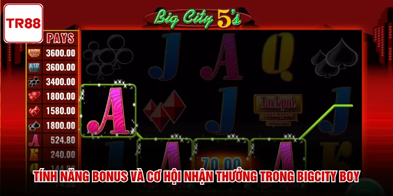 Tính năng Bonus và cơ hội nhận thưởng trong Bigcity Boy