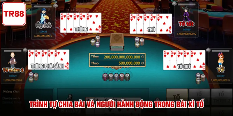 Trình tự chia bài và người hành động trong bài Xì Tố